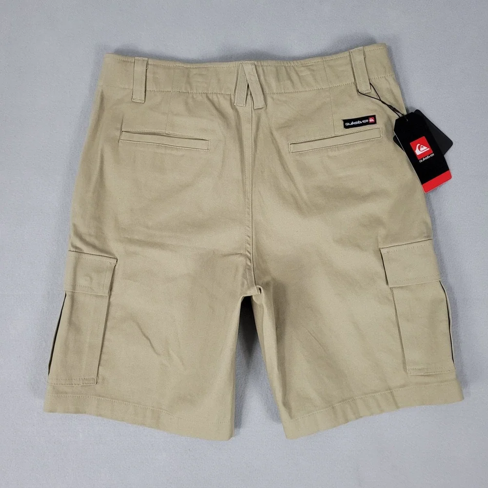 Quiksilver‎ Cargo Shorts Mens Size 30 Beige Khaki Twill Snap Buttons 8.5